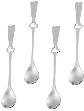 Mobestech 4piezas Cuchara De Hielo De Acero Inoxidable Cuchara Para Aperitivos Para Mezclar Café y Yogur Vajilla Hogar Para Servir Postres Cafetería