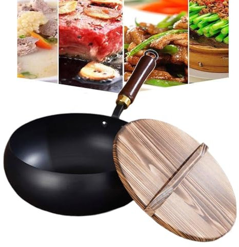 Suntuup Japanese Iron Pan, Uncoated Iron Pan – Cast Iron Skillet for All Stoves | Healthy Non-Stick Cooking Experience, Hand-Forged with Lid for Stir Fry, Frying & Grilling (Smooth 28cm)