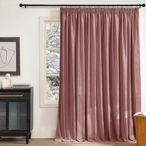 PONY DANCE Tenda Velluto Termica con Fettuccia 1 Pezzo L 300 x A 240 CM | 300g/m², Semioscuranti, per Interni, Camera da Letto, Soggiorno, Privacy, Decorazione, Buon Drappeggio, Rosa Selvatica