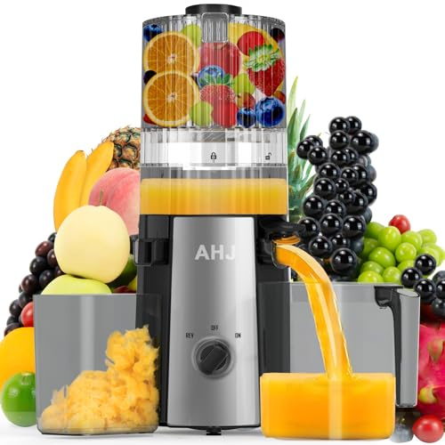Estrattore di Succo Slow Juicer con Apertura Extra-Large 135mm per Frutta Intera, Estrattore Frutta e verdura,Alta Estrazione, Facile da Pulire, con 2 Bicchieri, Perfetta per Matrimoni e Compleanni