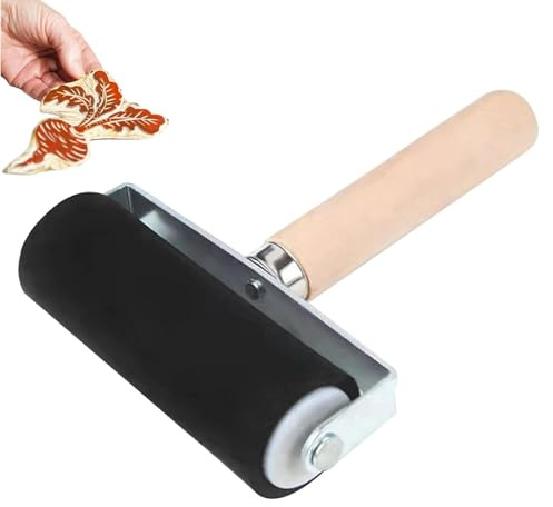 limrulle – stämpelrulle med trähandtag – färglackerare stämpelverktyg för trycköverföring scrapbooking konstpapper, väggfärg