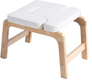 Yoga Inversion Chair, Wood Assisted Invert Chair Load-Bearing 250kg,Headstand Stool for Fitness and Gym Balance Training(White)
