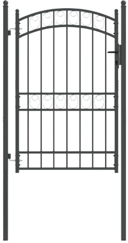vidaXL Cancello per recinzione con blocco Grigio 200 x 100 cm, Hardware moderno per esterni, cancello di sicurezza in acciaio rettangolare, ideale per giardino e terrazzo