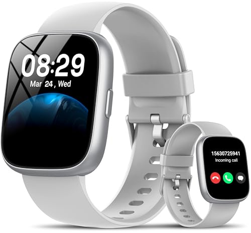 Smartwatch Herren Damen, 1.83 HD Smart Watch mit Bluetooth Anrufen/Alexa, 100+Sportmodi Fitnessuhr mit Herzfrequenz/Schlafmonitor/Schrittzähler, IP68 Wasserdicht Fitness Tracker für Android iOS, Grau