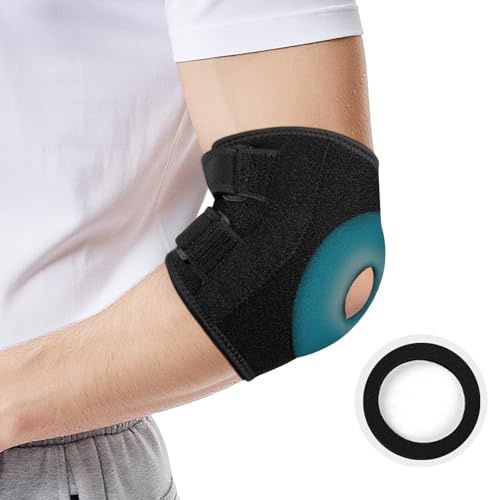 BUTBU 2-st. armbågsbandage, tennisarm bandage med kompressionsdyna, kompression armbågsbandage för armbågsskydd för sport, golfarmar, tennisarm armbandage, för kvinnor män, stark stöd
