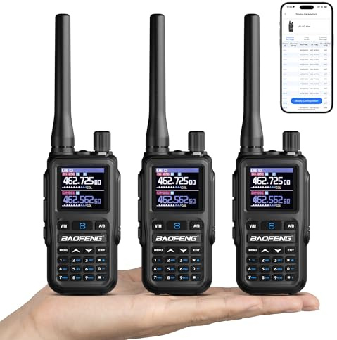 BAOFENG GT-5R Mini Dubbelbands Handhållen Amatörradio, UHF VHF Walkie Talkie, Trådlös App-programmering, Dubbel PTT, USB-C Laddning, 999CH, Airband/FM Mottagare, Grått(3-pack) | 144-146/430-440 MHz walkie-talkie, Dual-PTT, 999CH, Airband/FM-mottagare, USB-C batteri, ficklampa, grå, 3-pack