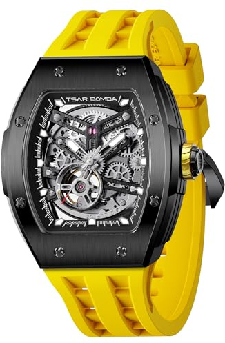 TSAR BOMBA Montres automatiques pour Homme Montre de Luxe pour Homme Bracelet en Silicone Acier Inoxydable Étanche Grand Cadran Cadeau