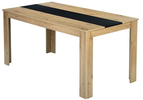 GOKHOMX Table de Salle à Manger 160 cm pour 8 Personnes, Table de Cuisine Rectangulaire en Bois pour Salle à Manger Cuisine Restaurant ou Salon, Style Industriel, Chêne et Noir, 160×80×75 cm