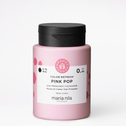 Maria Nila Color Refresh Pink Pop Semi-Permanent färg hårmask, 100 ml | Lägger till en lekfull pop av livfullt rosa till blont eller lätt hår. Halv permanent. 100 % vegan-, sulfat- och parabenfri