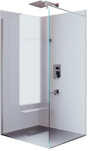 BIJON Duschwand Glas 100 x 200 cm Duschabtrennung Glas 8 mm ESG