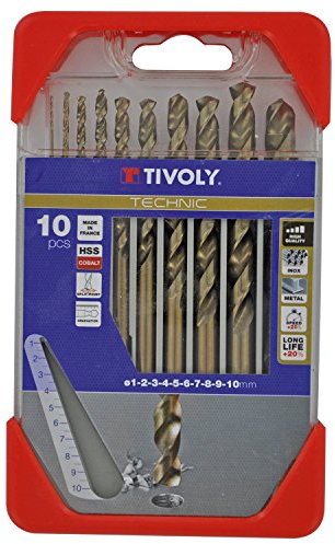 TIVOLY - Coffret Forets Métaux Haute Performance - Spécial Perçage Inox et Aciers Résistants - 10 Forets HSS Cobalt Ø 1 à 10 mm