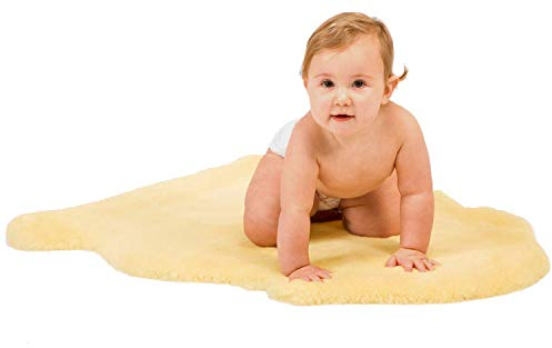 WaySoft Alfombra de piel de oveja para bebé, certificado Oeko-TEX, segura y natural, alfombra de bebé 100% auténtica de Nueva Zelanda