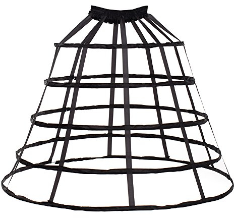 GRACEART 5 Reifen Rock Petticoat Hochzeit Kleid Reifrock Unterrock Petticoat Underskirt Crinolin(Schwarz)