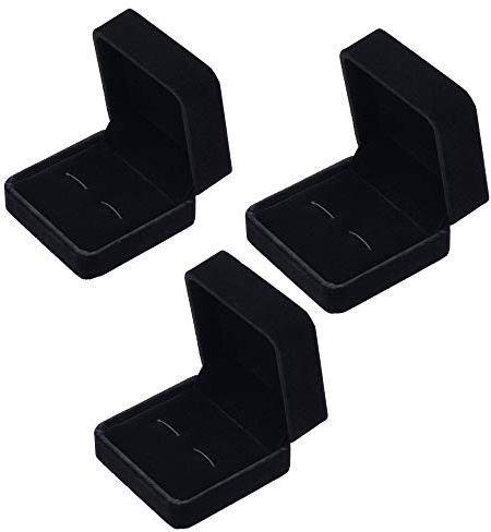 Giftop Small Black Classic Velvet Cufflink Box Case (Black Pack of 3)