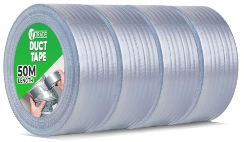 V1 TRADE Panzertape Silber 48mm x 50m - 4 x Panzerband extra stark wasserfest für innen und außen geeignet - Duct Tape mit einfacher Handhabung & rückstandsfrei entfernbar