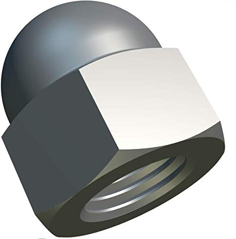 M10 Dome Hex Cap Nuts Stainless Steel (Pack of 10) Hexagon Acorn Decorative for Screws/Bolts - Domed Round Head Protection Cover Cap Nut According to Standard DIN 1587 Silver Tone (10 mm)