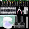 NINGESHOP Capsule Ongle Kit,Americaine, 600 Pcs De Longs Ongles à Presser Transparents, Mini Lampe UV, Colle à Ongles Pour L'extension D'ongles En Acrylique