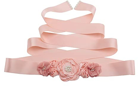 SHTGOI Cinturón de boda para mujer, con diamantes de imitación, cinturón de flores, cinta de satén, cinturón de cintura, vestido de novia, cinturón de cristal para dama de honor, vestido de noche,