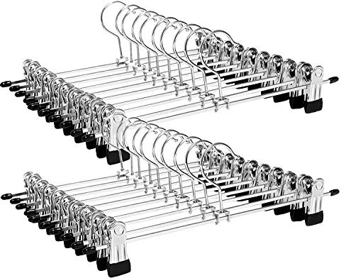Cintre Pantalon, 50 Cintres à Pinces en Métal avec Antidérapante Clips, Gain de Place, Cintres Porte-Jupe à Crochet Pivotant à 360°, pour Pantalon, Jupes et Vêtements
