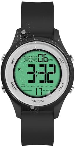 ILAME Boys Sports Wristwatch for Swimming and Diving100m Water Resistant with Multiple Functions of Alarm Clock, Chronograph, Timer Countdown, Dual Time, Calendar, 12 and 24 Hour Format Switchable