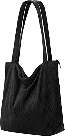 Tote Bag Damen Shopper Cord Tasche Groß Beuteltasche Schultertasche Mit ReißVerschluss,Stoff Umhängetasche Handtasche Für Schule Arbeit Büro Reisen Einkaufen Alltag,Geschenk für Damen