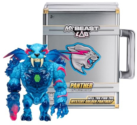 MrBeast Lab Apex Beast Panther Collector Figure, 6.25 Tall, with Extreme Detailing, Premium Packaging, 13 Points of Articulation and Chomp Jaw - Styles May Vary
