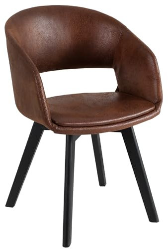 Riess Ambiente Design Stuhl Nordic Star antik braun Strukturstoff Holzbeine Eichenoptik Esszimmerstuhl Küchenstuhl Konferenzstuhl runde Rückenlehne mit Armlehne