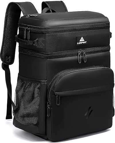 Laripwit Kühlrucksack 54 Dosen Thermo Kühltasche Rucksack Groß Isolierte Doppeldeck mit Kühlfach für Männer Frauen - Perfekte Picknick Reisen Camping Strand, Schwarz