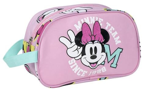 Neceser de Viaje de Minnie - Color Fucsia - 16 x 10 x 26 cm - Cierre de Cremallera - Neceser Versátil y Duradero - Producto Original Diseñado en España