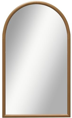 HOMCOM Specchio da Parete ad Arco 110x65cm, Specchio con Cornice in Legno per Camera da Letto e Ingresso, Marrone Scuro