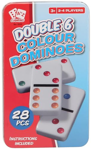 Gioco di Domino, Doppio, 6 Colori, 28 Parti, 2-4 Giocatori, dai 3 anni in su, con scatola di immagazzinaggio, Rosso, Blu, Verde, Arancione