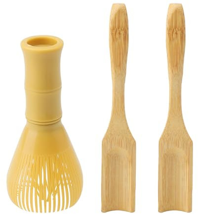 HENGBIRD Frusta Matcha, the Matcha Kit con Cucchiaio, Rimovibile Matcha Whisk per Tea Ceremony Tea Drinking, Giallo