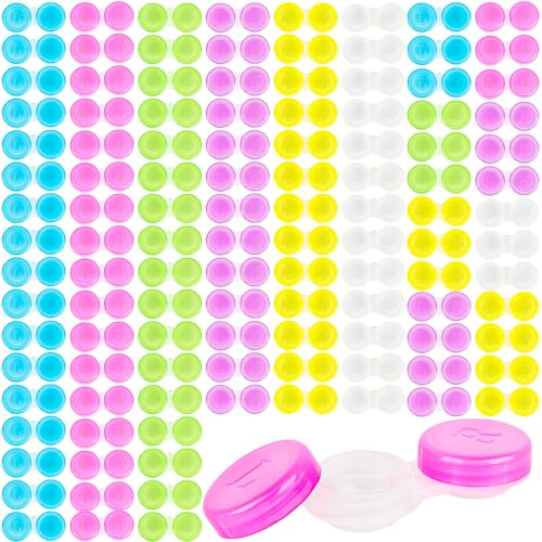 Spaluck 120 Pcs Contact Lens Cases Colorful Contact Lens Holder Box Cute Transparent Contact Cases Bulk Left/Right Eye Contact Lens Container for Travel, 6 Colors