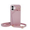 Lejanuxy Funda tipo cartera cruzada para iPhone 16 con tarjetero y espejo, correa ajustable, cuero morado rosado