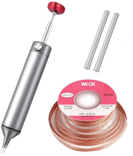 Solder Sucker Portable Desoldering Gun Pump with High Temperature Resistant Silicone Nozzle