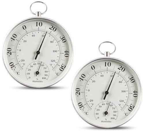 WIYETY 2 stycken 10 cm termohygrometer läsbar: rund termometer hygrometer invändig analog, lätt avläsbar rumstermometer, luftfuktighetsmätare för baby garage kontor