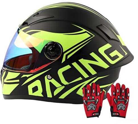 Casque Intégral Moto Été Pour Enfants (3-12 Ans), Garçons Et Filles, Homologué DOT, Style Rétro Karting, Jet, Cruiser, Cyclomoteur, Pour Jeunes, Motos De Route 1,L/(51~62cm)