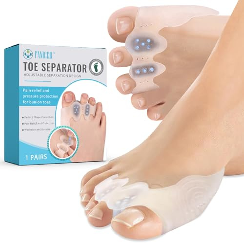 Separador Dedos Pie Ajustable, Corrector de Juanetes, Correctores Dedos del Pie, Reutilizable Corrector de Toe, Aliviar la fricci贸n, Uso diario, Para Mujeres y Hombres