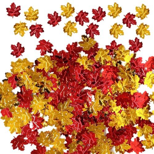 Generico Coriandoli Foglie Autunnali - Decorazioni Sparsi Per La Tavola Delle Feste Autunnali, 15g Coriandoli Con Paillettes Foglie D'Acero Per Il Giorno Del Ringraziamento, Confettini Per Feste