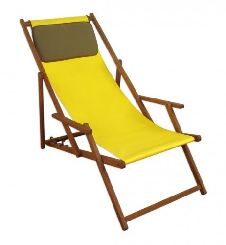 Deckchair gelb Liegestuhl klappbare Sonnenliege Gartenliege Holz Strandstuhl Gartenmöbel 10-302 KD