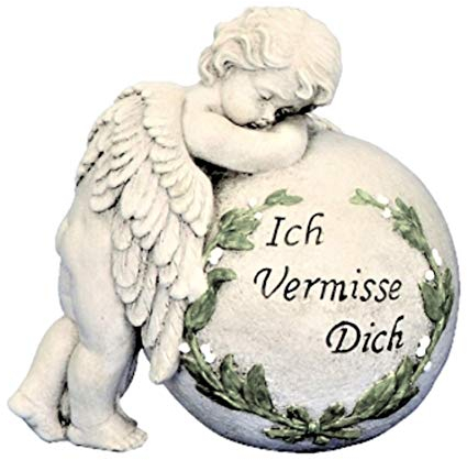 Grabengel an Kugel gelehnt Ich vermisse Dich