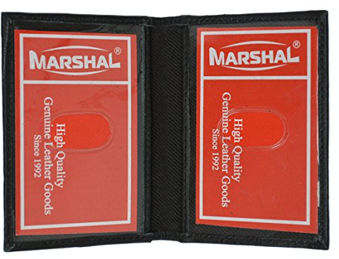 MARSHAL Slim Thin Leather Credit Card ID Mini Wallet Holder Bifold Driver's License Safe