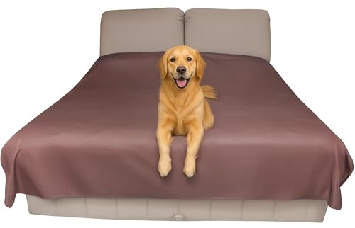 SILLY LEGACY Copertura protettiva sottile reversibile impermeabile (marrone, letto matrimoniale 244 x 208 cm) fodera per letto o divano per cani e gatti, bambini, incontinenza, urina, peli, sporco