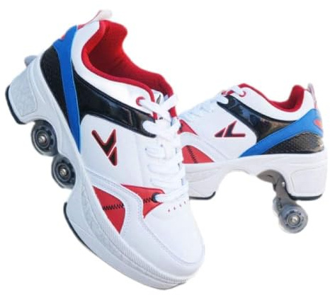 Patins A roulettes Reglables,Deform Wheels Skates Roller Shoes Casual Sneakers Walking Skates Hommes Femmes Runaway Patins à Quatre Roues,D-38