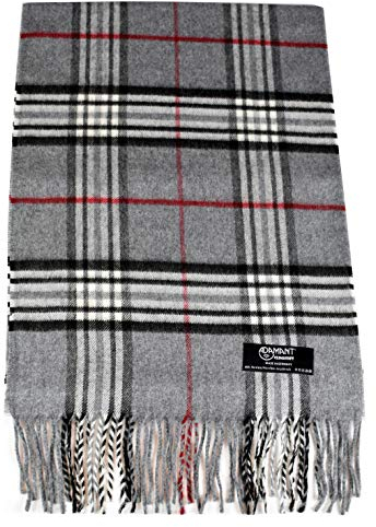 ADAMANT Schal Herren/Damen=Unisex 100% Climaxsoft (weich wie Kaschmir) STANDARD-MAß 30x180cm - MADE IN GERMANY (2-Grau-Karo)