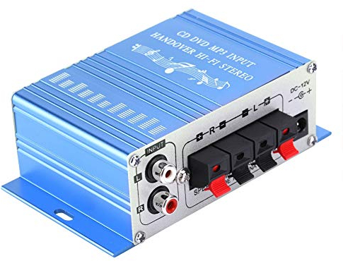 Annadue 4 canali Mini Amplificatore Stereo per Auto Digitale, Lettore Musicale Audio in modalità Audio, per USB MP3 FM SD Dvd(Blue)