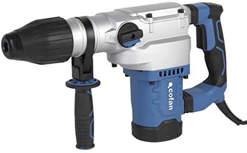 Cofan Taladro martillo perforador | 1500 W SDS MAX | Perforador de percusión 12 Julios | Con mango auxiliar y barra de profundidad
