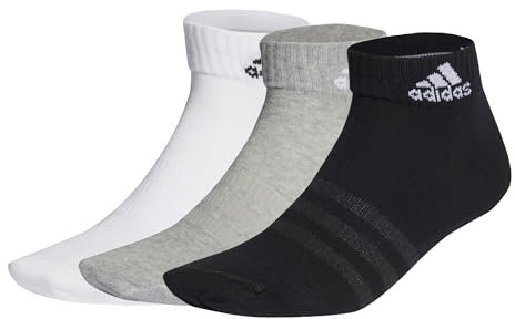 adidas Unisex - Adulto Thin and Light Ankle Socks 3 Pairs, Medium Grey Heather / White / Black, 4.5-6