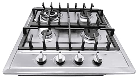 Cocina de gas empotrable autosuficiente para gas natural y propano, 4 llamas de gas natural/propano 59 x 51 cm