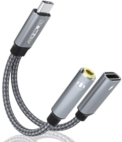 USB C auf 3,5mm Klinke Kopfhörer Adapter und Laden, 2-in-1 USB Typ C auf Klinke 3,5mm Aux Audio Adapter PD 60W Schnellladung Hi-Fi Dongle für Samsung Galaxy S23/S22/S21/S20, OnePlus, Note20/10, Pixel